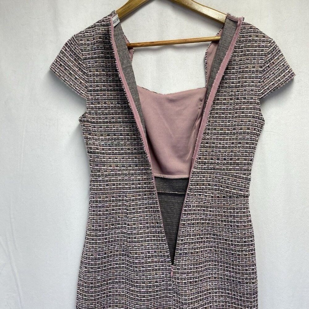 GRACE KARIN Cap Sleeve Queen Neck Tweed Body-con Pencil Dress Women Small Pink - Picture 10 of 16